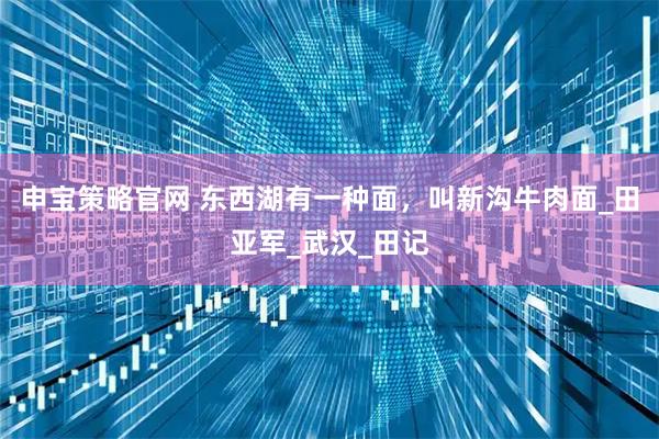 申宝策略官网 东西湖有一种面,叫新沟牛肉面_田亚军_武汉_田记