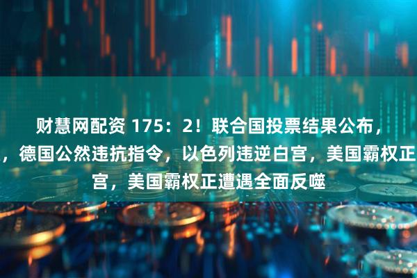 财慧网配资 175:2!联合国投票结果公布,美国反对无效,德国公然违抗指令,以色列违逆白宫,美国霸权正遭遇全面反噬