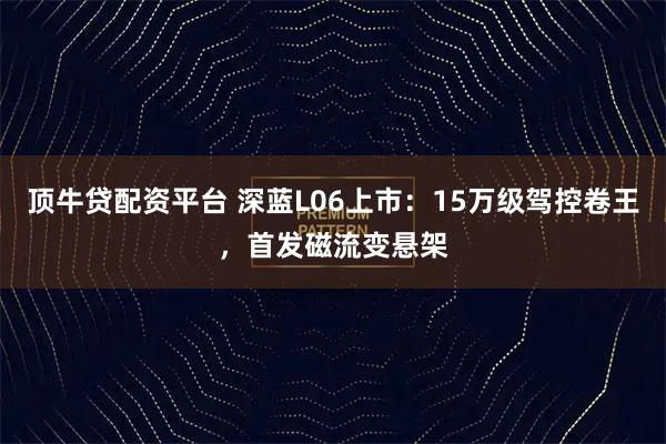 顶牛贷配资平台 深蓝L06上市：15万级驾控卷王，首发磁流变悬架